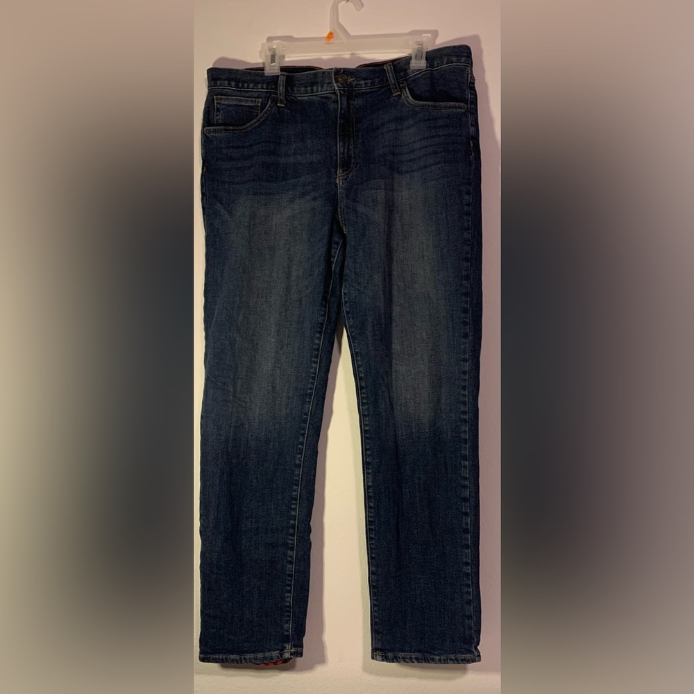 Eddie Bauer Flannel Lined Denim Jeans Boyfriend Fit size 14